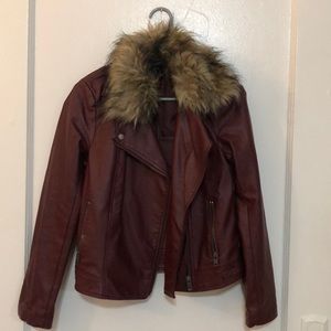 Burgundy, leather LIKE jacket